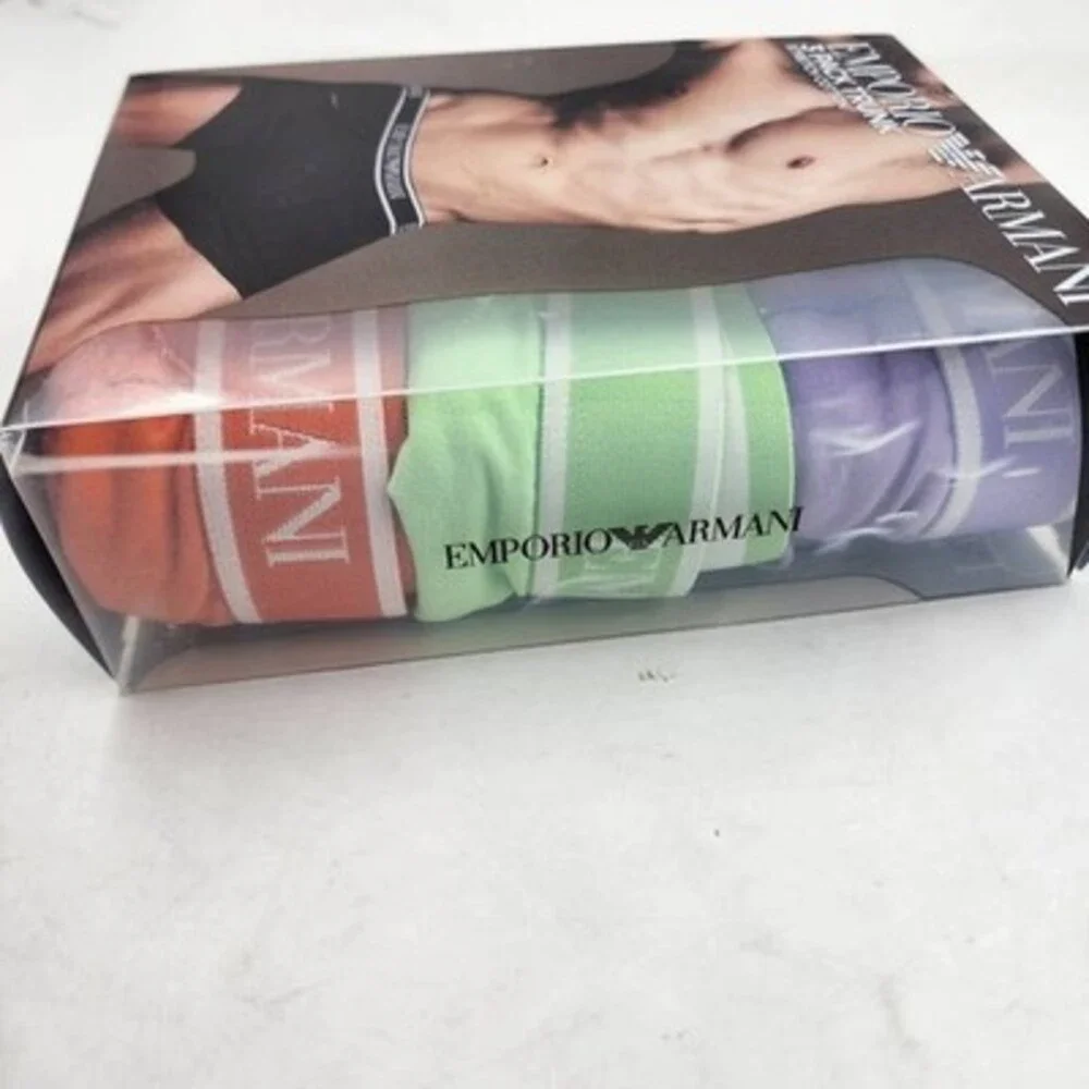 Emporio Armani Pack of 3 Soft Stretch Cotton Logo Trunks Men's XL Multicolor